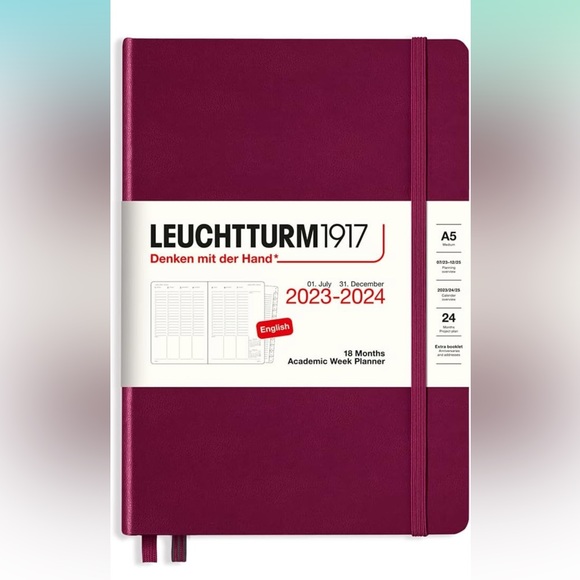 Leuchtturm Other - Leuchtturm 1917 2023-2024 A5 Academic Weekly Planner bullet journal NWT Port Red
